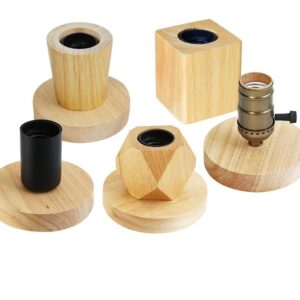 Modern Retro Wood Polyhedron Table Lamp for Living Room, Bedroom, Bedside